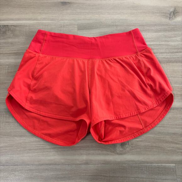 Lululemon Speed Up Short Long 4" Carnation Red Women Size 4 - Picture 1 of 4